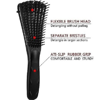Detangling Massage Brush/Comb for Straight Curly & Kinky Hair 8 Flexible rows detangling brush