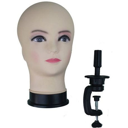 Mannequin Doll Head & Adjustable Clamp Table Holder perfect for wig safe keeping and wig making.