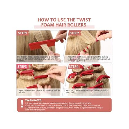 Twist Flexi Foam Curling Roller Rods Heatless, Wax Stick & Comb