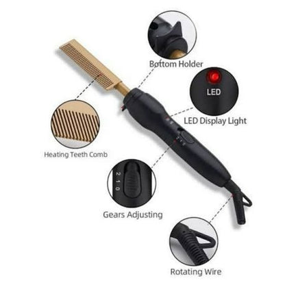 Lilhe High Quality Led Light Ceramic Hot Comb - Gold