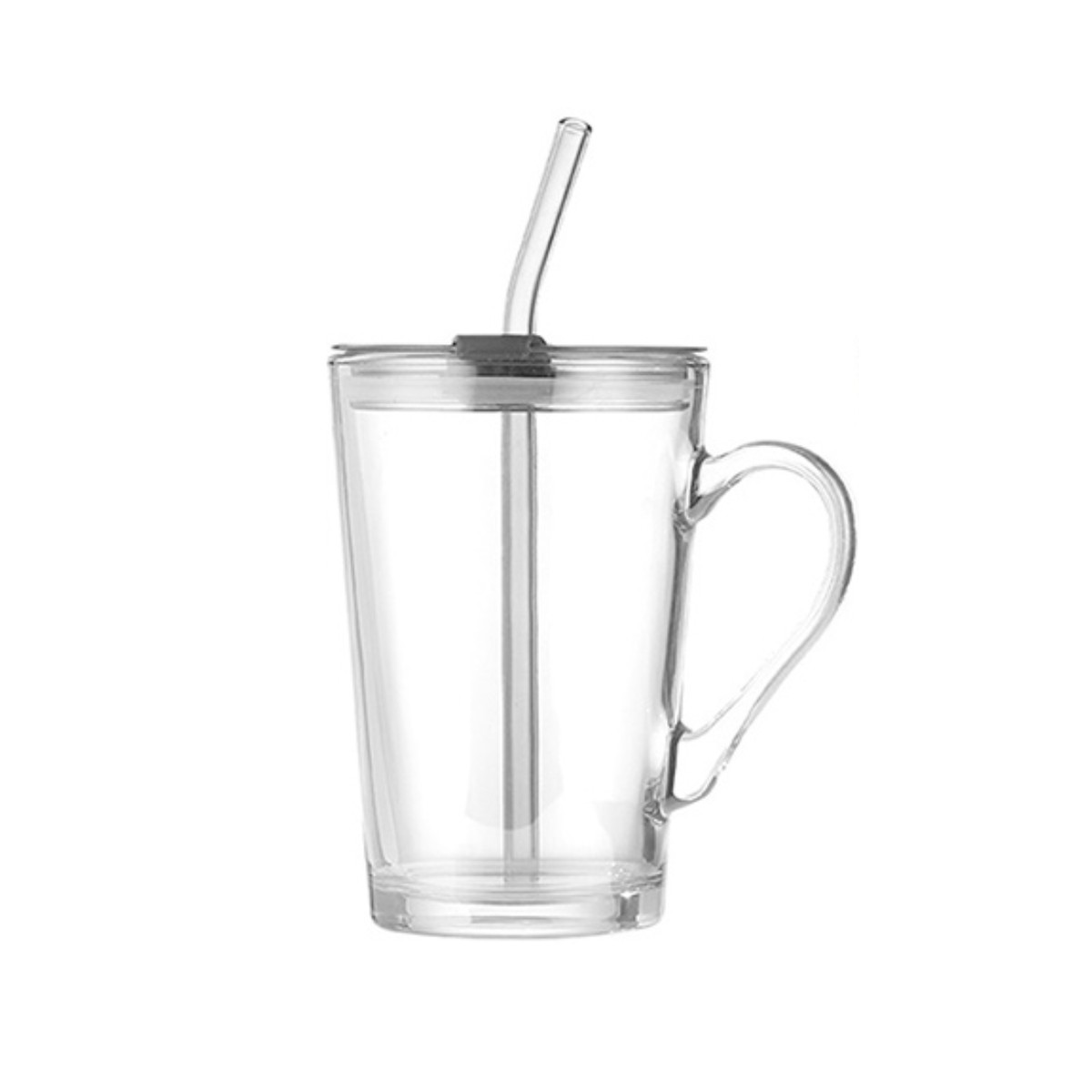 Glass Travel Mug with Lid & Straw