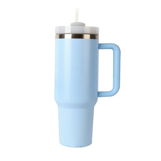 Tumbler with Handle Straw Lid Stainless Steel Travel Mug